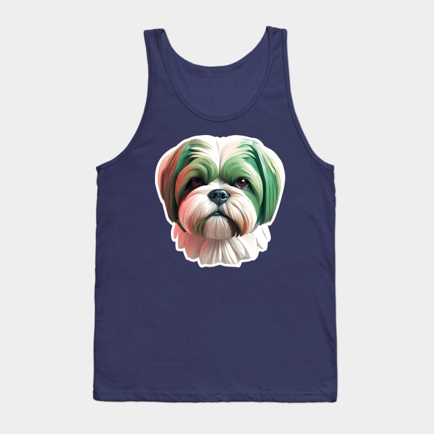 Dog Shih Tzu Face Greener art Tank Top by Welcraft Design